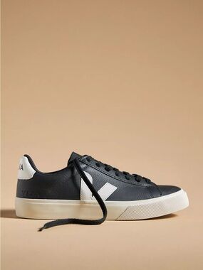 Veja Sz 7 Black Campo Leather Sneakers